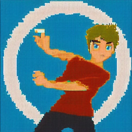 Image similar to pixel art of percy jackson