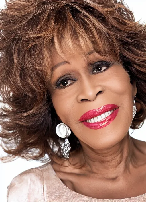 Prompt: DSLR photo portrait still of 58 year old age 58 Whitney Houston at age 58!!!, 85mm f1.8