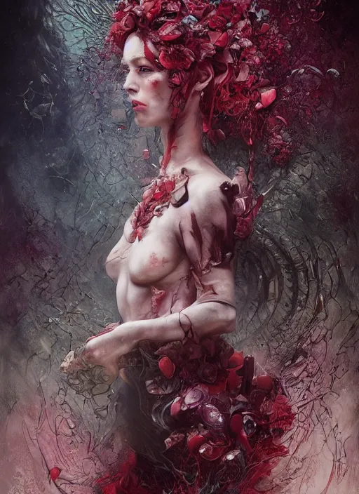 Image similar to the knave of hearts, highly detailed, cinematic, 8 k, by megan duncanson, benjamin lacombe, adrian borda, stanley artgermm, tom bagshaw, craig mullins, carne griffiths, ayami kojima, beksinski, giger, trending on deviantart, hyper detailed, horror, full of colour