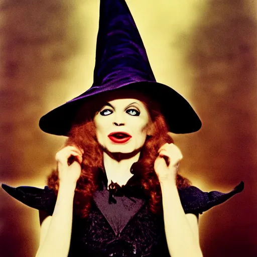 Image similar to wicked witch of the west, color film,