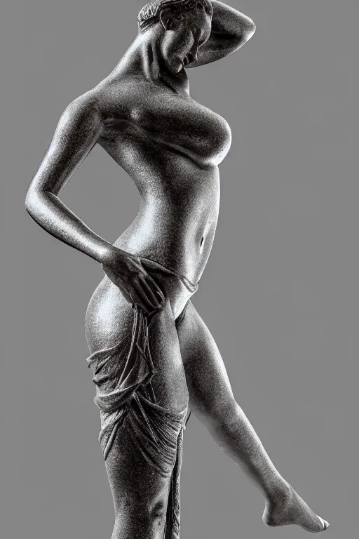 Prompt: detailed photo of sexy woman old metal statue, full body pose, various seducing poses, photorealism, intricate detail, a few light reflexions, museum diffuse lighting