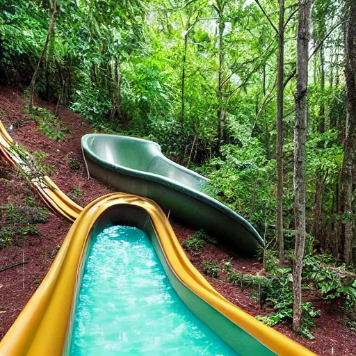 Image similar to subtropical pool water slide in forest