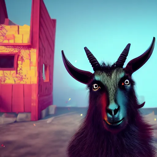 Image similar to a black goat in viva pinata, screenshot, xbox 3 6 0, 3 d art, cgstation