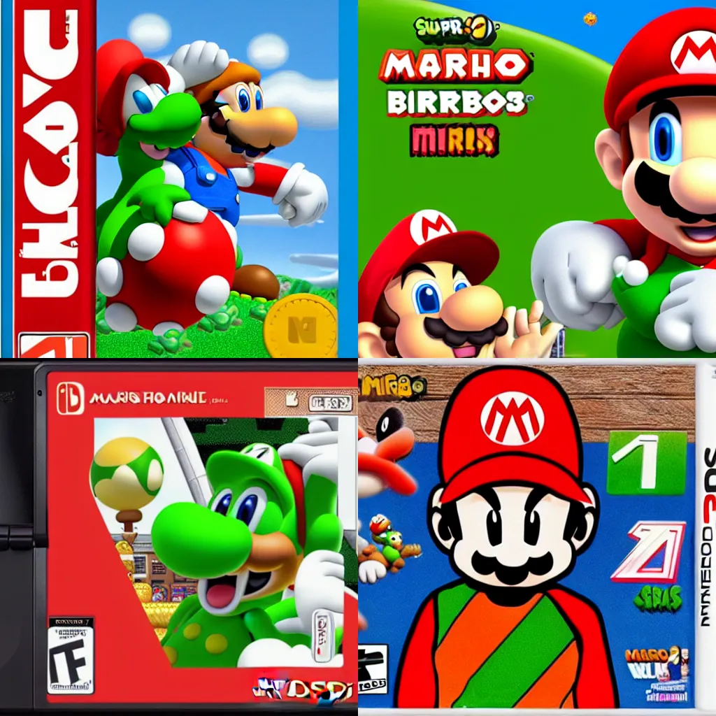 Prompt: Yoshi, Super Mario Bros, nintendo, DS,