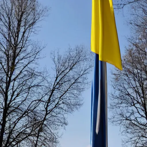 Image similar to a Swedish flag on a flag pole flapping in the wind on sandhamn