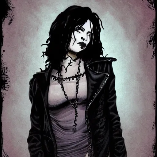 Prompt: A portrait of the character, Death, a young Goth girl wearing a black vest, Vertigo Comics, The Sandman written by Neil Gaiman