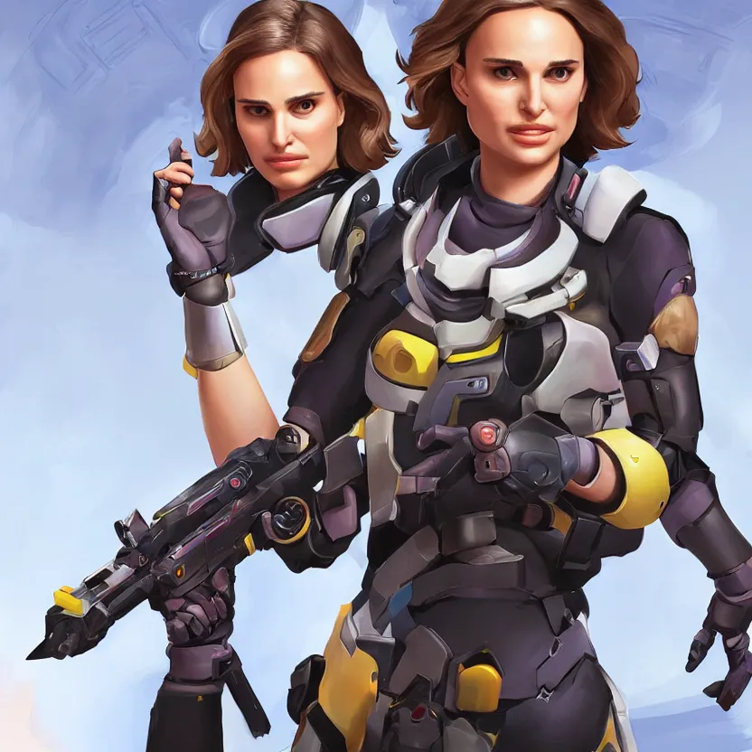 Image similar to natalie portman as an overwatch character, digital art in the style of Mad Dog Jones