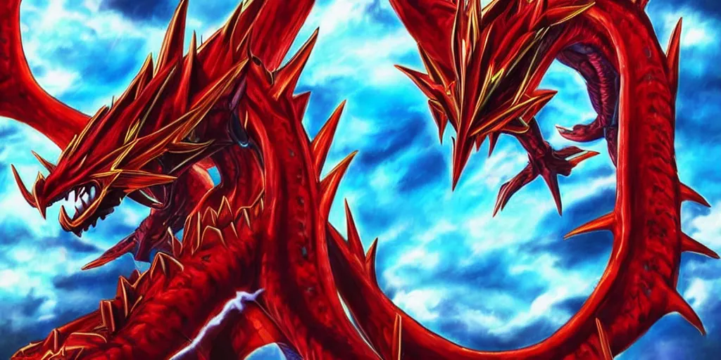 Image similar to slifer the sky dragon, yugioh, hyperrealistic, real, hd, realistic, detailed, 4 k