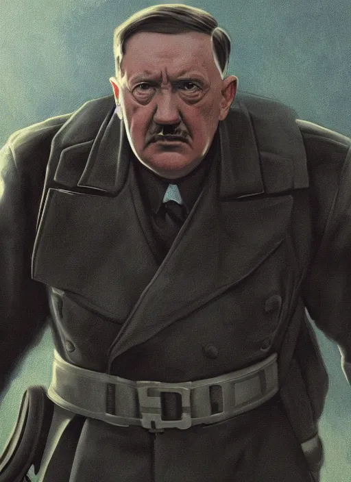 Prompt: a still of Hitler in the Thanos in Avengers Endgame, Thanos as Hitler face realistic, sigma male, accurately portrayed, rule for thirds, portrait art by alphonse mucha and greg rutkowski, highly detailed, digital painting, concept art, illustration, dim lighting with twilight rays of sunlight, trending on artstation, very detailed, smooth, sharp focus, octane render, close up