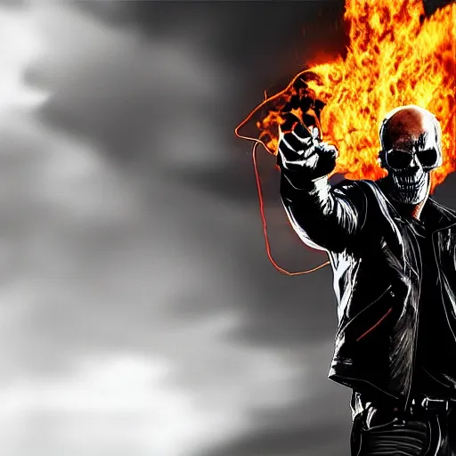 Image similar to Jason Statham as ghost rider 4K detail Digital art