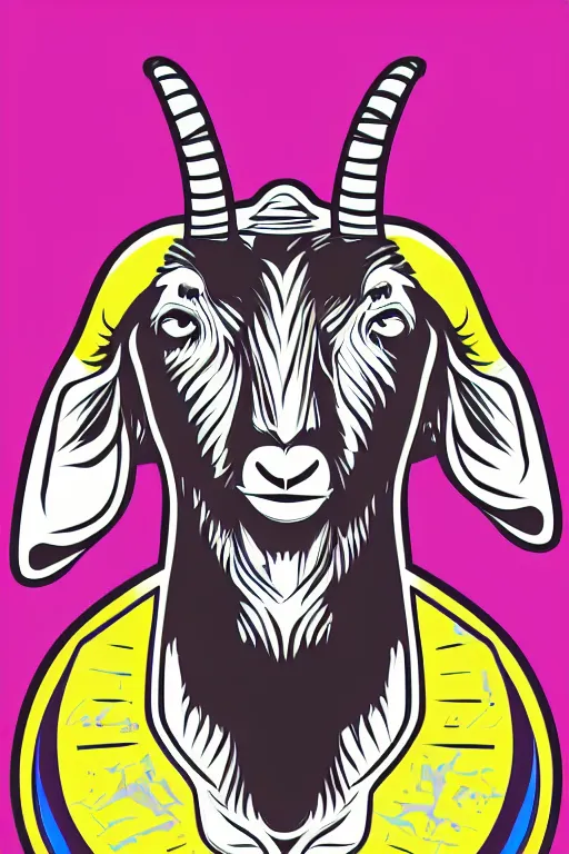 Image similar to A portrait of a goat that is a fitness trainer, sticker, colorful, illustration, highly detailed, smooth and clean vector curves, no jagged lines, vector art, smooth