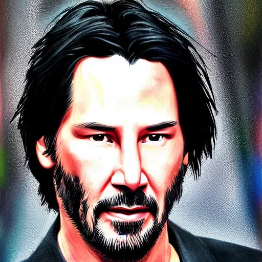Prompt: a detailed portrait of keanu reeves art illustration, incredibly highly detailed and realistic, 8 k, sharp focus