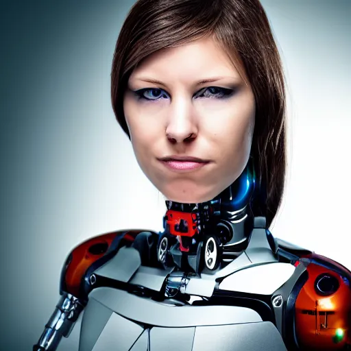 Image similar to portrait photo of a female cyborg