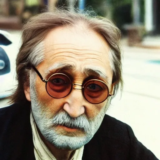 Prompt: A colored colorized photograph of old John Lennon as an old man in his eighties with short hair in the 2010s, Old John Lennon, taken in the late 2010s, taken on a 2010s Camera, realistic, hyperrealistic, very realistic, highly detailed, very detailed, extremely detailed, detailed, digital art, trending on artstation, headshot and bodyshot, detailed face, very detailed face, very detailed face, real, real world, in real life, very realistic