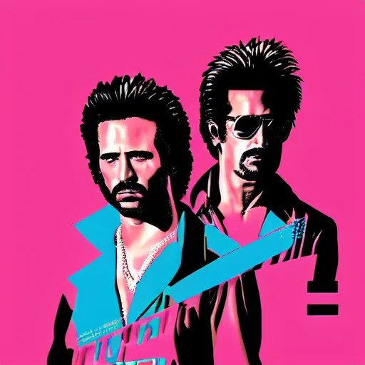 Prompt: miami vice artwork, 4 k digital art, 8 0's style