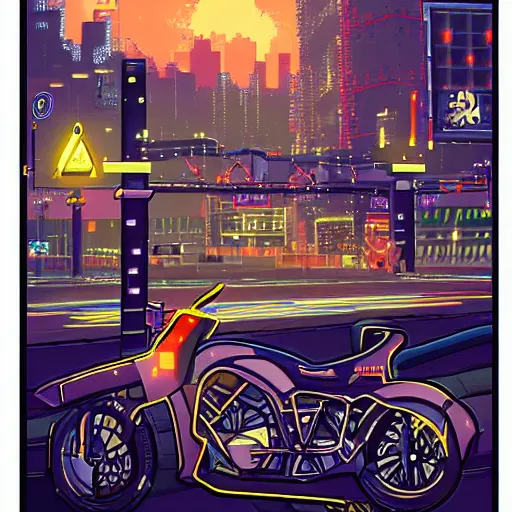 Image similar to extremely detailed and complex poster for playstation one pixelated polygon night time motorcycle video game, night time, motorcycle, fog, mist, buildings, city, traffic signs, barriers