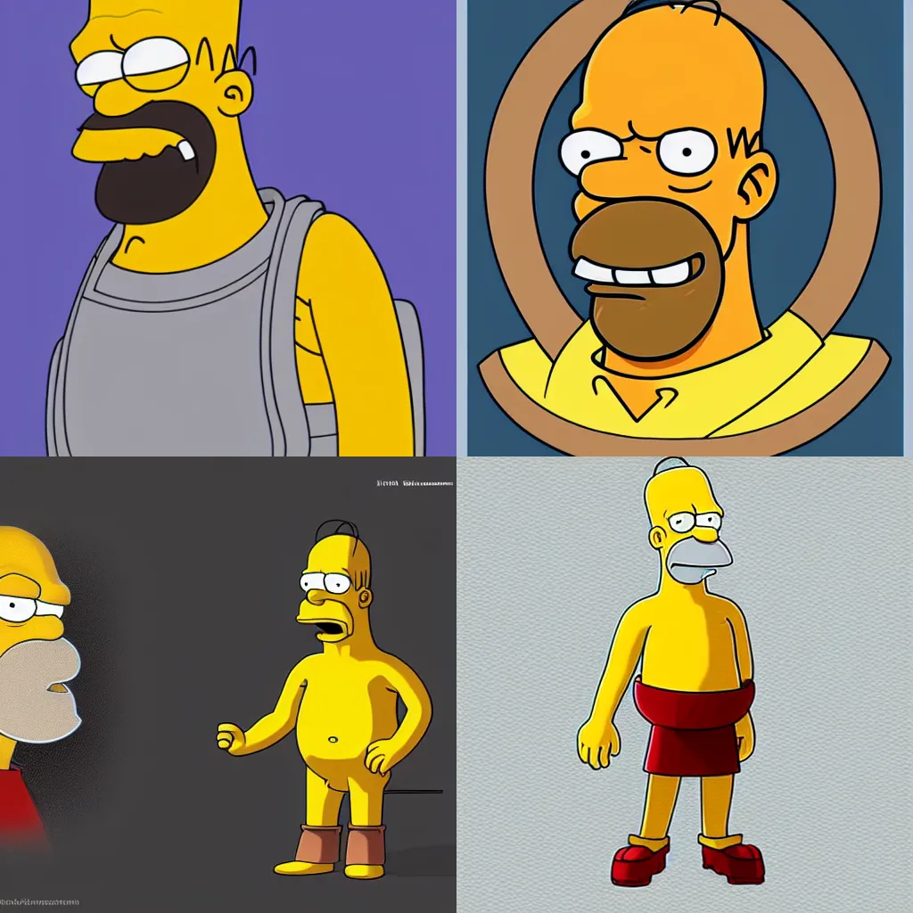 Prompt: Digital painting art of Homer Simpson dressed as a greek philosopher, featured on ArtStation