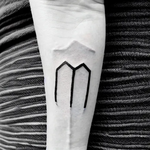 Prompt: tiny handpoke tattoo of a simplistic black and white geometric shape, stick poke, lineart