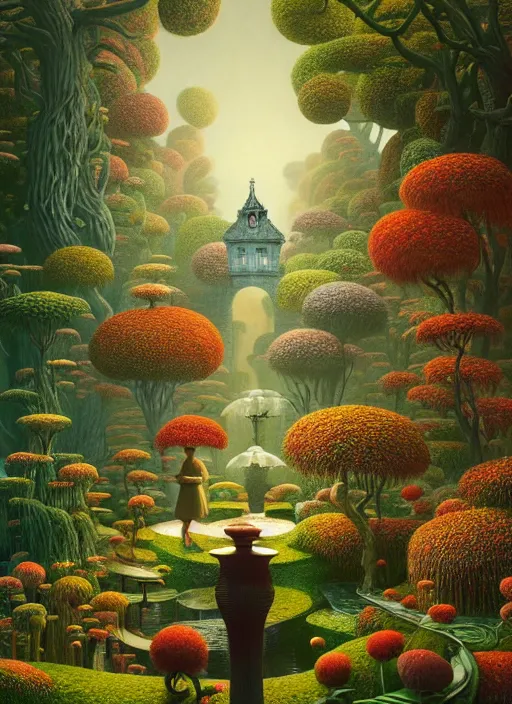 Image similar to hyper detailed 3d render like a Oil painting - the secret garden by Jacek Yerka, Mariusz Lewandowski, Abstract brush strokes, Masterpiece, Edward Hopper and James Gilleard, Zdzislaw Beksinski, Mark Ryden, Wolfgang Lettl, hints of Yayoi Kasuma, octane render, 8k