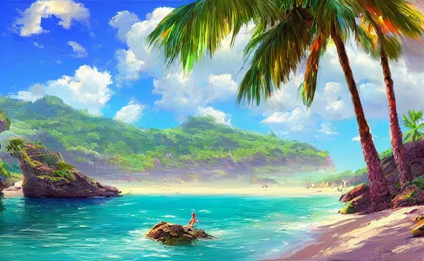 Image similar to paradise cosmic beach by vladimir volegov and raphael lacoste