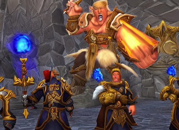 Image similar to donald trump as hero in world of warcraft