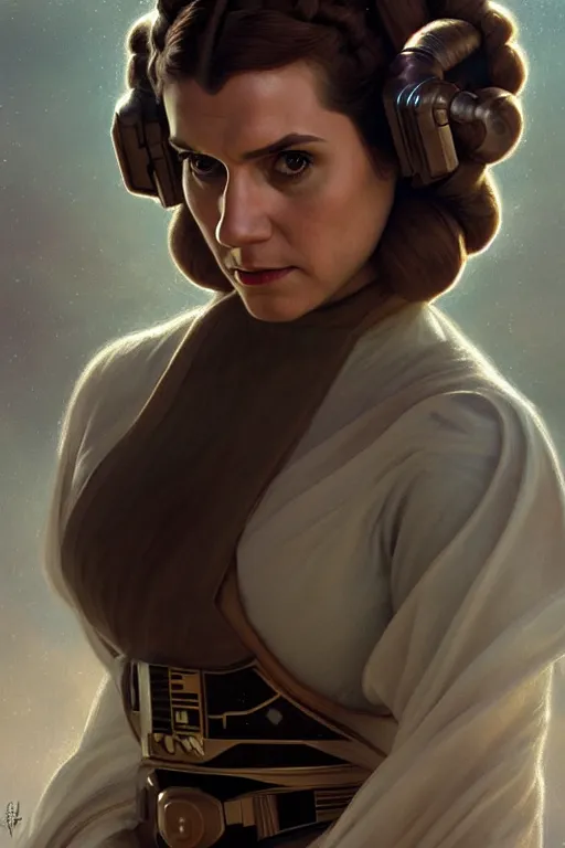 Prompt: portrait of henry cavill as princess leia, star wars, upper body, fantasy, intricate, elegant, highly detailed, digital painting, artstation, concept art, smooth, sharp focus, key light, illustration, art by artgerm and greg rutkowski and alphonse mucha