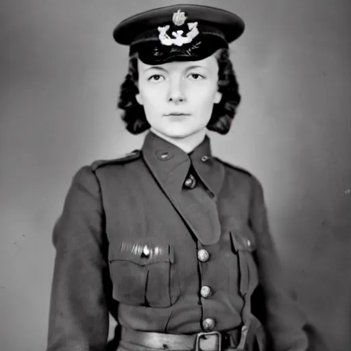 Image similar to portrait of a female german officer in 1 9 4 2