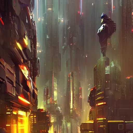 Prompt: giant robot, cyberpunk art by stephan martiniere, behance contest winner, panfuturism, dystopian art, poster art, sci - fi