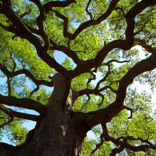 Image similar to an oak tree growing in a large atrium, natural light, photo, 4 k, view from a distance