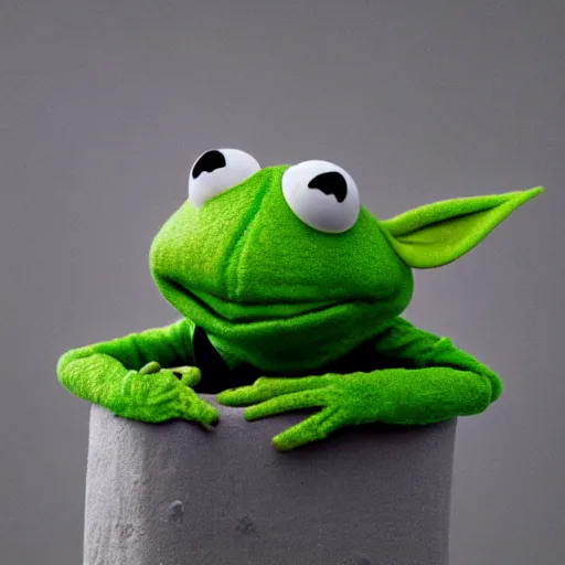 Image similar to photo of hybrid of kermit the frog and yoda