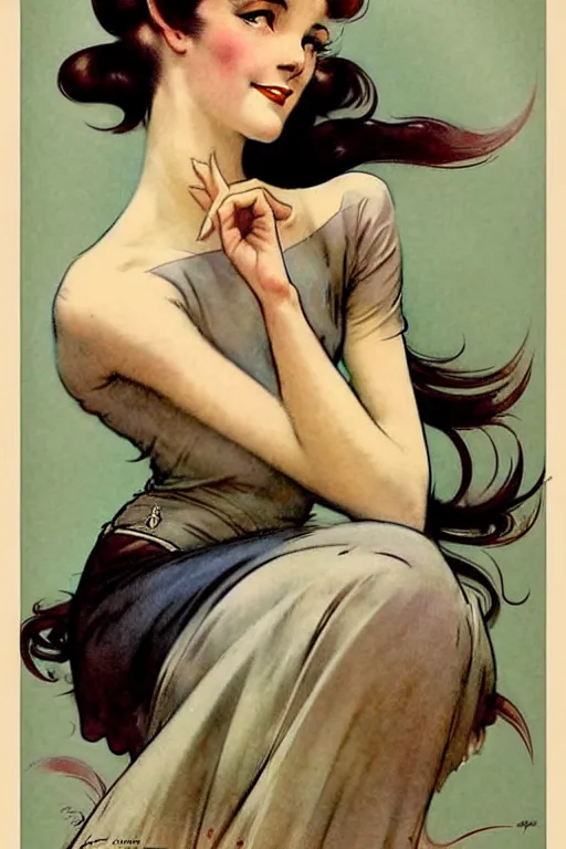 Prompt: (((((1950s Art Nouveau poster art. muted colors.))))) by Jean-Baptiste Monge !!!!!!!!!!!!!!!!!!!!!!!!!!!