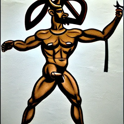 Prompt: horned god, paleolithic cave painting, tom of finland