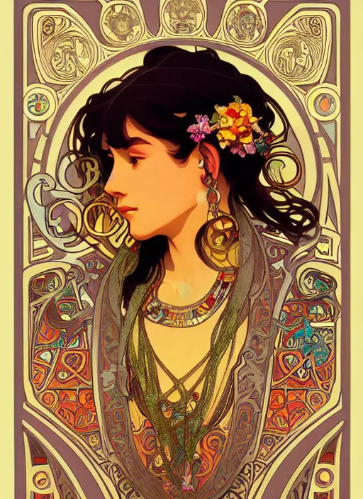 Image similar to wide angle shot inca calender stone carvings intricate elegant highly detailed centered digital painting artstation concept art, alphonse mucha, james jean