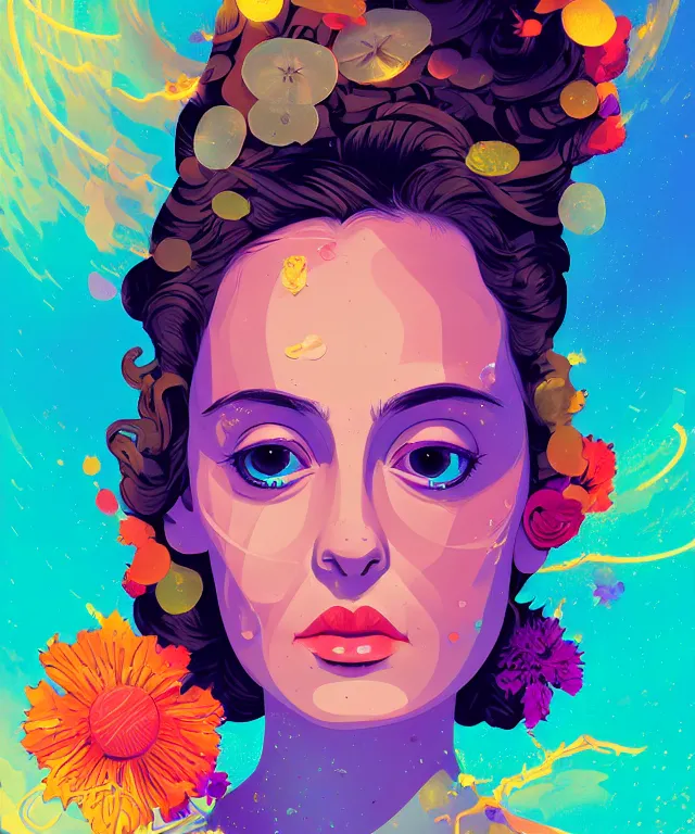 Image similar to delirium portrait of padme amidala, by petros afshar, ross tran, peter mohrbacher, tom whalen, flower petals, bubbly scenery, radiant light