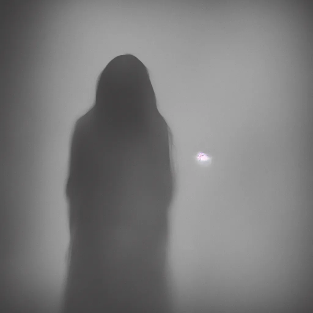 Image similar to blurry face, dark photography, eerie, monochrome