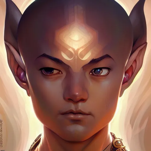 Prompt: Avatar Aang, D&D, fantasy, intricate, elegant, highly detailed, digital painting, artstation, concept art, matte, sharp focus, illustration, art by Artgerm and Greg Rutkowski and Alphonse Mucha