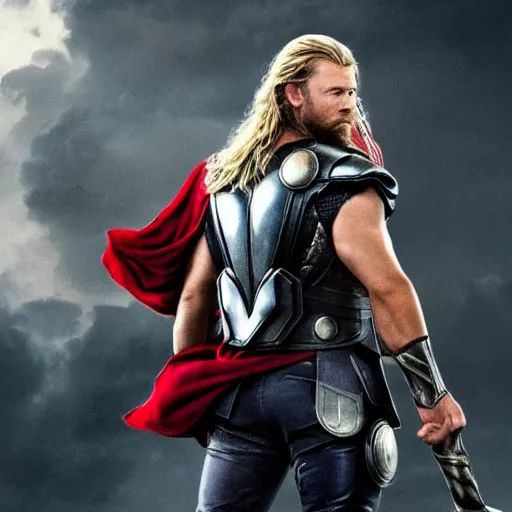 Image similar to thor holding weapon