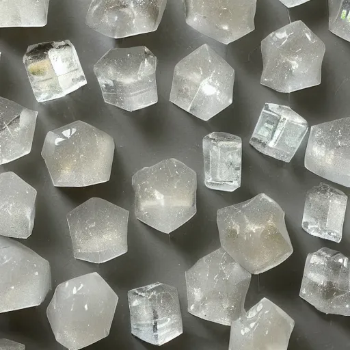 Image similar to texture of joined hexagonal clear quartz crystals through which is clearly visible the beatific lights of paradise,