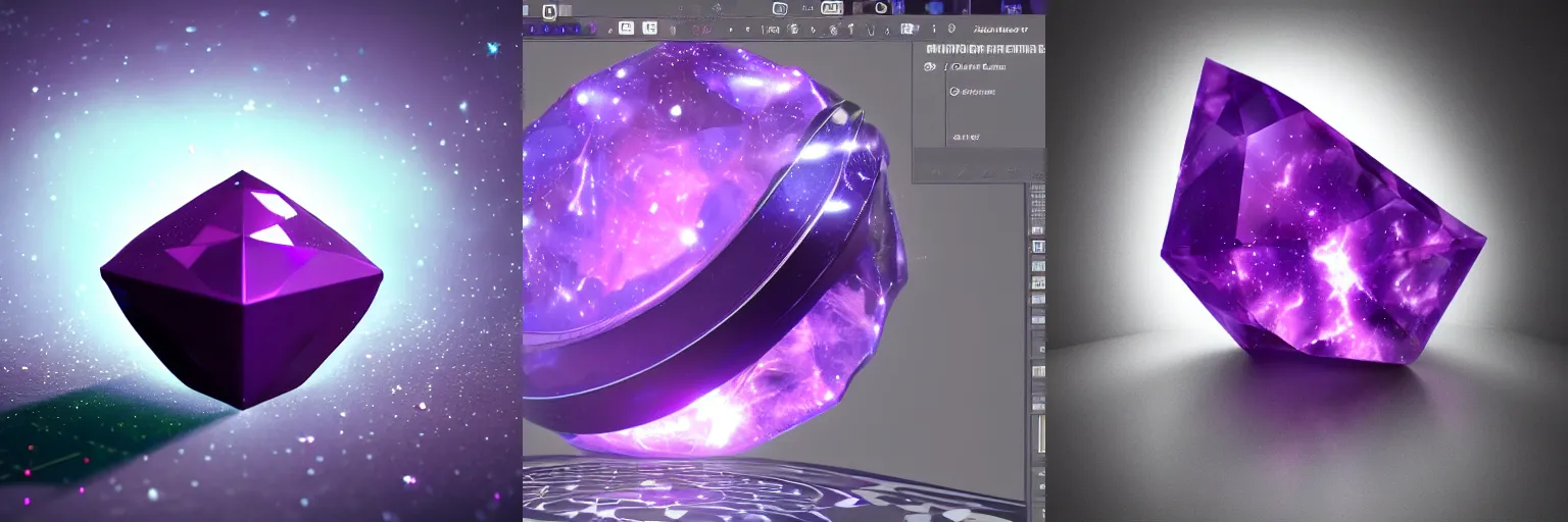 Prompt: Purple gem containing the universe within, realistic, HD, unreal engine, trending on artstation