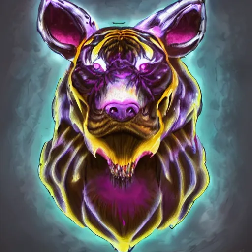 Image similar to monster dog tiger fusion cosmic horror made of angles drooping skin