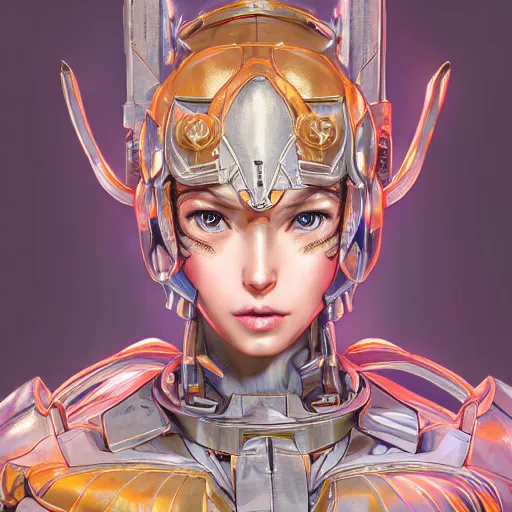 Image similar to studio portrait of lawful good colorful female holy mecha paladin absurdly beautiful, elegant, young sensual graceful woman, ultrafine hyperrealistic detailed face illustration by kim jung gi, irakli nadar, intricate linework, sharp focus, bright colors, matte, octopath traveler, final fantasy, unreal engine highly rendered, global illumination, radiant light, intricate environment