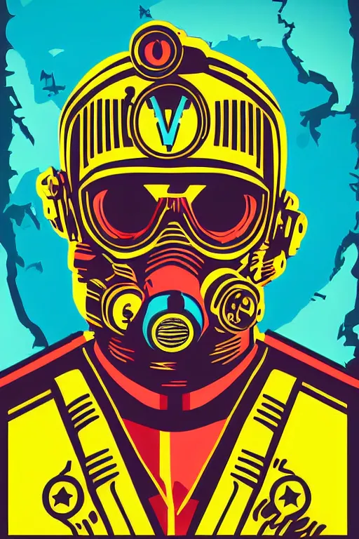 Image similar to fallout 7 6 retro futurist illustration art by butcher billy, sticker, colorful, illustration, highly detailed, simple, smooth and clean vector curves, no jagged lines, vector art, smooth andy warhol style