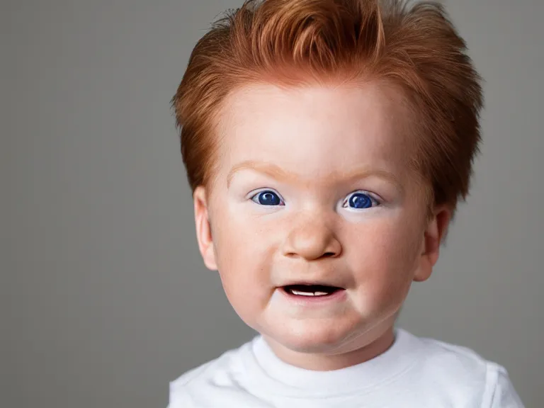 Prompt: close - up portrait of conan o'brien baby lookalike, studio photography, high resolution