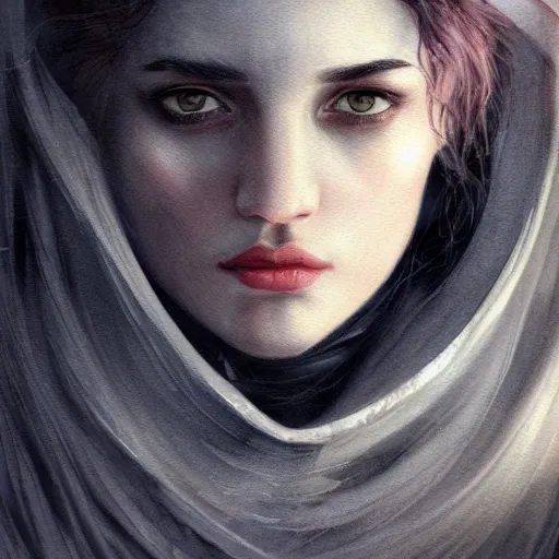 Image similar to nightstalker character portrait, lean face, cinematic lighting, glowing grey eyes, hyper - detailed, 4 k, high resolution, in the style of charlie bowater, tom bagshaw, single face, symmetrical, headshot photograph, insanely detailed and intricate, beautiful, elegant, watercolor, cinematic, portrait, raphaelite, headroom, pierre - auguste renoir