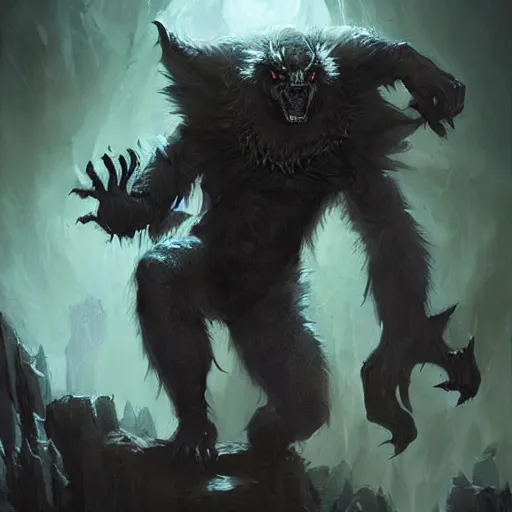 Image similar to werewolf vampire lord hybrid, fantasy game art by greg rutkowski, fantasy rpg, league of legends