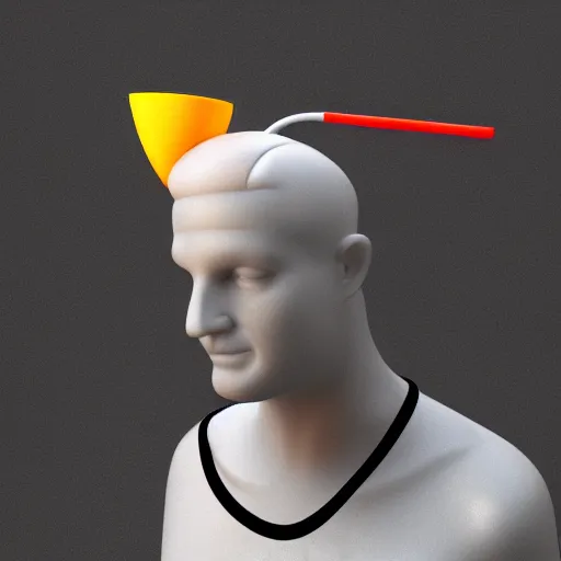 Image similar to a 3 d model of a white marble human head holding a colorful coctail, digital illustration, 3 d render, above the waist