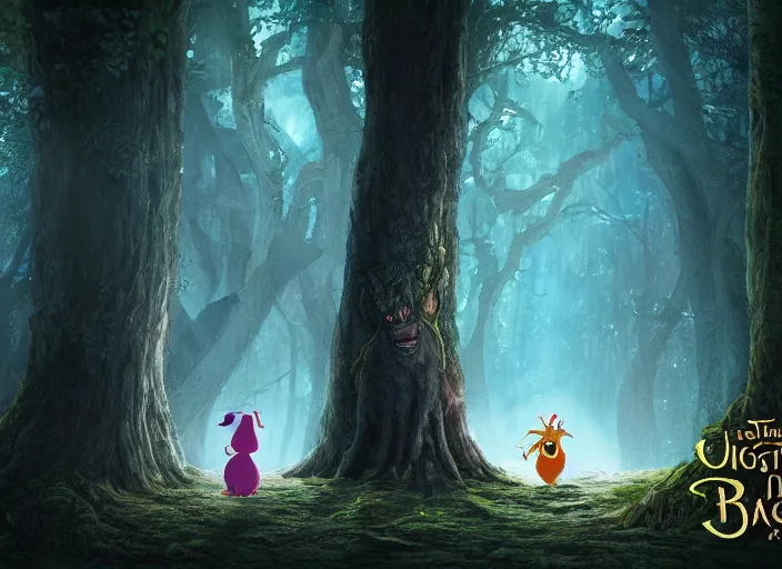 Image similar to digital art of monster and the beast in the magical forest 4k