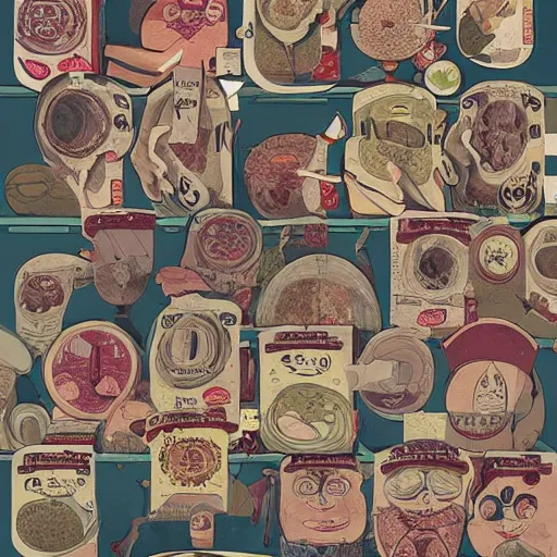 Image similar to funny market,detailed heye illustraion by Hugo Prades