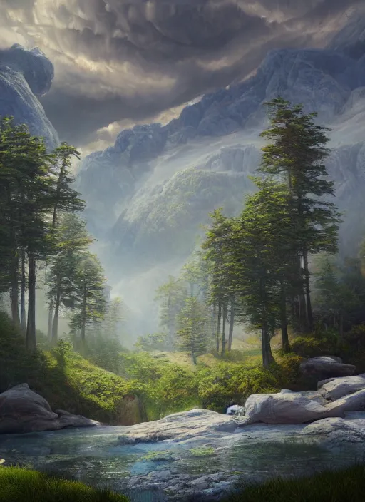 Prompt: hidden valley, strange magnetic anomaly, extremely detailed oil painting, unreal 5 render, digital art, landscape painting, octane render, beautiful composition, trending on artstation, award winning photograph, masterpiece