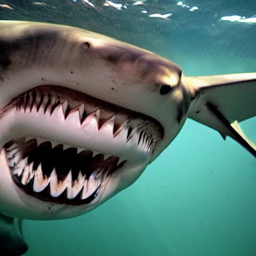 Prompt: a photo of many sharks watching TV under the sea.